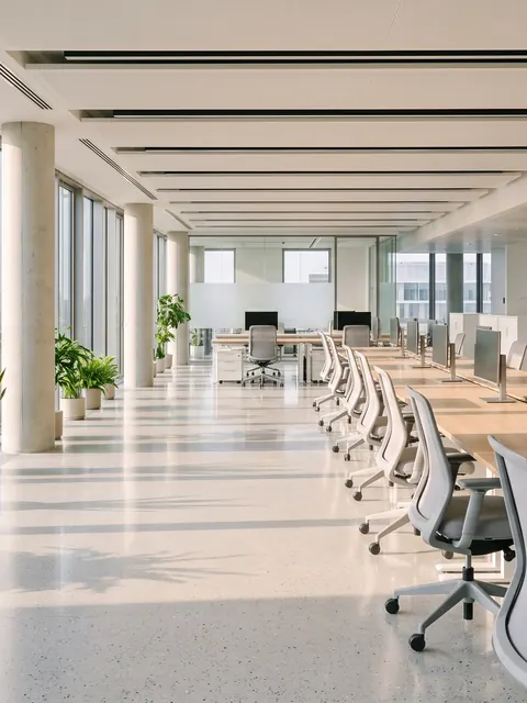 Foto vom Büro mit mehreren Arbeitsplätzen